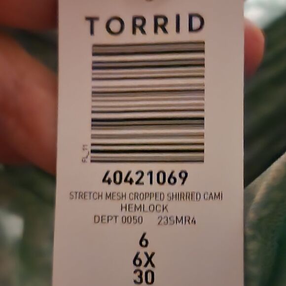 6X 30W Torrid Mint Green Stretch Mesh Cropped Shirred Cami Square Neck Tank Y2K - Picture 6 of 6